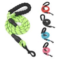 Heavy Duty Large Dog Leash Reflective Night Safety Pet Outdoor Round Traction Rope Soft Foam Handle Dogs Lead Leashes 4.9ft