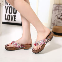 Cosplay Japanese Geta Clogs Kimono Shoes Women Flats Wooden Bottom Summer Beach Flip-flops Floral Sandals Wood Japanese Slippers