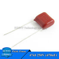 20Pcs CBB22 474J 250V 470nF 0.47UF CBB ตัวเก็บประจุฟิล์มโพลีโพรพิลีนเมทาลิค Capacitor Pitch 15MM 250V 474J 474K