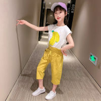 Baby Girls Clothes Set 2020 Summer Sleeveless Print banana T-shirt and Shorts for Girl Kids Clothes Children Clothing