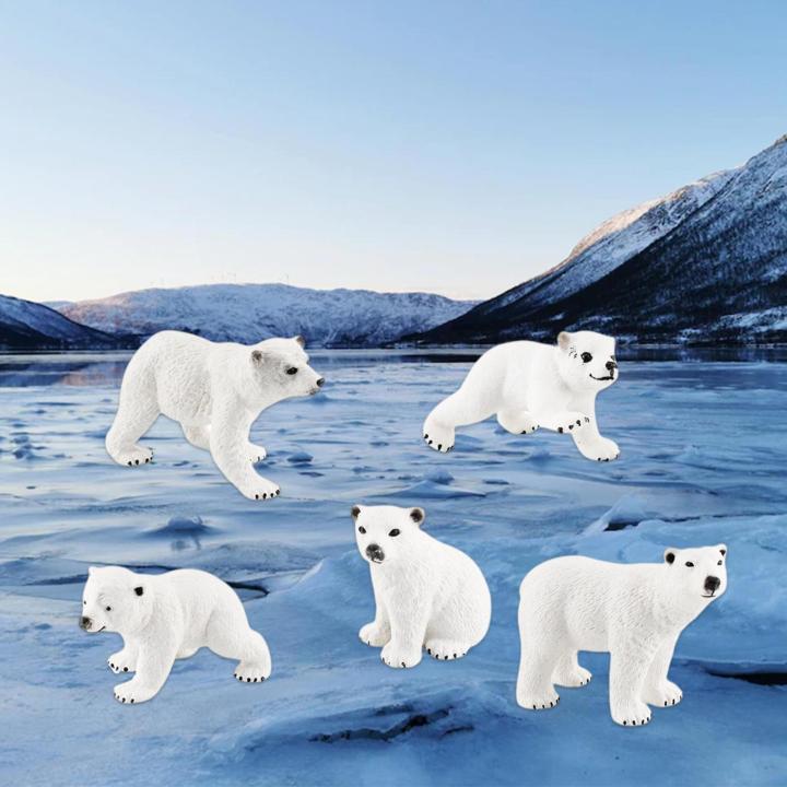 ccarte-รูปปั้นหมีขาว5x-สัตว์อาร์กติกโมเดลสำหรับของขวัญปาร์ตี้ประดับบ้าน