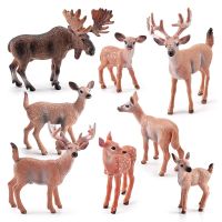 จำลองป่าตุ๊กตากวางที่สมจริง Moose Whitetail Deer Action ตัวเลขสัตว์ตกแต่งของเล่นเด็กสะสม