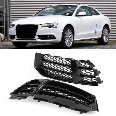 Front Bumper Fog Light Grilles Honeycombs Mesh Cover For- RS5 B8.5 2013 2014 2015 2016 Fog Lamp Cover