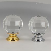 【CW】 30mm grid clear glass crystal drawer tv wine cabinet knobs pulls silver gold diamond head cupboard dresser door handles