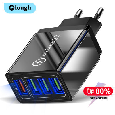 【100%-New】 ที่ชาร์จมือถือ30W ปลั๊ก Elough USB EU 3.0สำหรับเครื่องชาร์จค่าโทรศัพท์7 S10 X Quick Fast UK S9