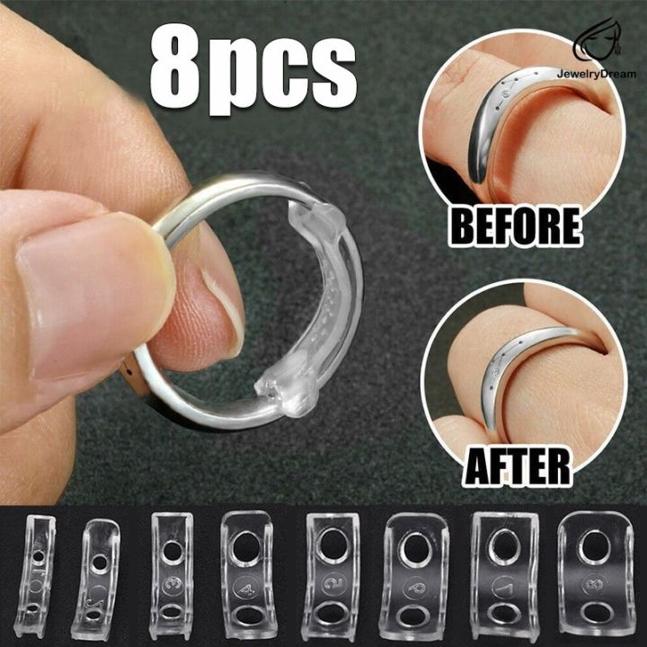 8 Sizes Ring Size Adjustment Pads Transparent Invisible Silicone Ring ...