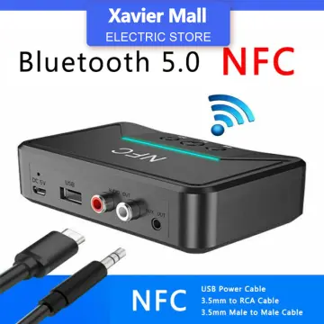 Wireless Bluetooth 5.0 RCA Audio Receiver With Mic And NFC For Car