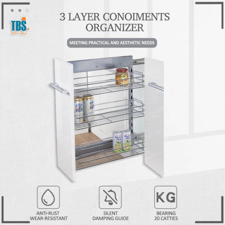 3 Layer condiments organizer 304 Stainless Steel Kitchen Spice