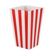 12 Cinema Stripes Treat Party Small Candy Favour Popcorn Bags Boxes,red