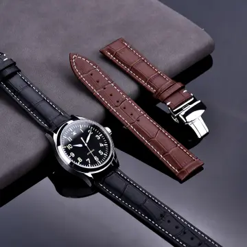 Mens black leather watch on sale strap