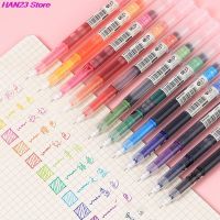 12 Colors Ink Straight Liquid Gel Pen Colorful Liquid Roller Pen 0.5mm Rollerball Pens Artistic Font School Office Stationery