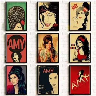 โปสเตอร์และภาพพิมพ์นักร้องเพลง Amy Winehouse มีชื่อเสียงโปสเตอร์วินเทจผ้าใบวาดภาพสติ๊กเกอร์ติดผนังการตกแต่งภาพวาดศิลปะติดบ้าน