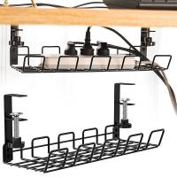 2ชิ้นถาดจัดการสายบนโต๊ะทำงานชั้นวางหูฟังถอดสายได้ใต้โต๊ะไม่เจาะตะกร้าสายเหล็กกล้าคาร์บอนชั้นวางสายเคเบิลที่ทนทานถาดจัดการสายบนโต๊ะทำงานตะกร้าสายเคเบิลที่ทนทาน NRhome
