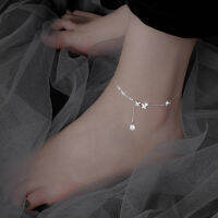 ของแท้925เงินสเตอร์ลิงแฟชั่นพู่แมลงผีเสื้อเงา CZ Anklets สำหรับผู้หญิงวิจิตรเงิน925เครื่องประดับ DA408