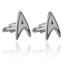 【hot】 Star War Trek  Mens Enterprise Command Logo Metal Communicator Starfleet Statement Shirts for Cuff Links