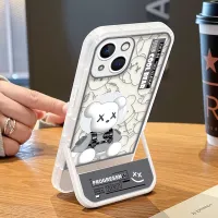 Fashion Trend Violent Bear Invisible Bracket Case Compatible for IPhone 11 12 13 14 Pro Max XR X XS Max 6 6s 7 8 14 Plus 11 12 Pro Transparent Cute Shockproof Camera Protector