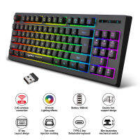 Wbemlw2022 87ปุ่มส่วนตัวไร้สาย2.4กรัมแป้นพิมพ์แผ่นฟิล์ม RGB แป้นพิมพ์เรืองแสงสีผสม