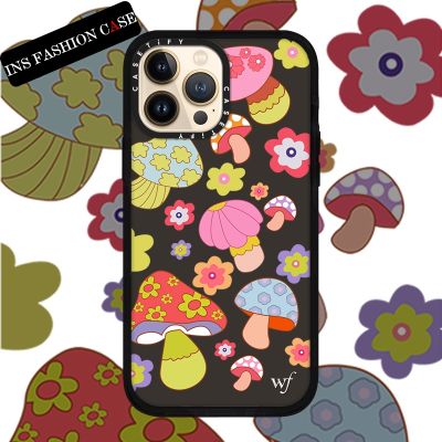 Colored mushroom Black Color Transparent iPhone Case For iPhone 14 13 12 11 Pro Max IX XS MAX XR 6 6s 7 8 Plus Case Shockproof Bumper Soft Cover