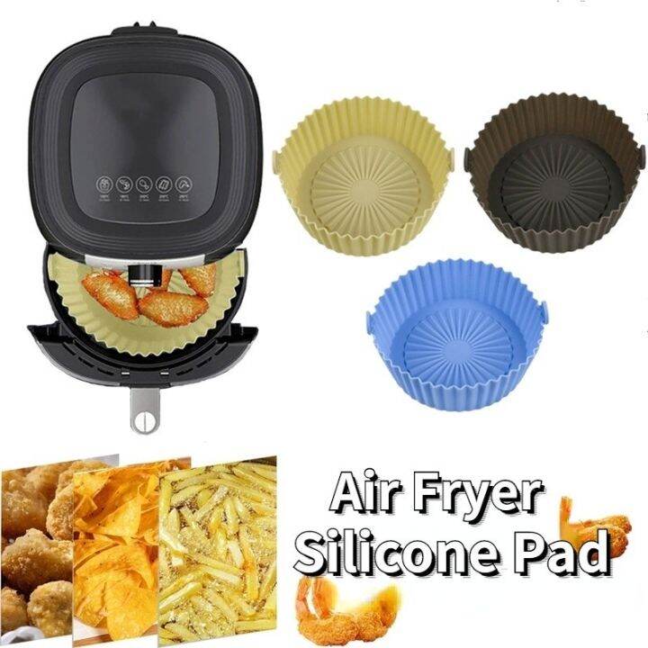 1pc Black Round Silicone Baking Pan, Air Fryer Silicone Mat