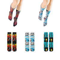 Street Punk Skateboard Cotton Socks Women Uni Compress Guitar RocK Notes Pattern Medium tube Stock Funny Casual Popular Socks