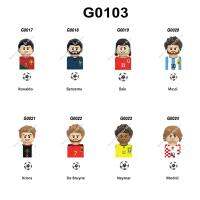 ฟุตบอลผู้เล่น Mini Figures ฟุตบอล Minifigures ประกอบอิฐบล็อกอาคารของเล่นเด็ก Messi Neymar Ronaldo Lewandowski-Cailine