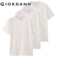 HOT ●8-18△ Giordano Official เสื้อยืดแขนสั้นผู้ชาย เสื้อยืด Giordanoเสื้อยืดแขนสั้น คอกลม ผ้าคอตตอน (1แพค บรรจุ 3ชิ้น) 01245504 BCFA