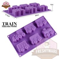 Freshyware แม่พิมพ์ซิลิโคน รถไฟ 6หลุม Train พิมพ์วุ้น บล็อคน้ำแข็ง กัมมี่ พิมพ์ซิลิโคนทำขนม เยลลี่ ชอคโกแลต Chocolate พิมพ์วุ้นสวยๆ พิมพ์ขนมต่างๆ พิมพ์ทำขนมไทย สบู่ พิมพ์เค้ก