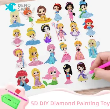 Cute Diamond Painting Stickers Kits for Cartoon Princess 12PCS