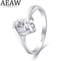 AEAW 0.4ct 4.5mm Round Cut EF VVS1 Moissanite 925 Silver Ring Diamond Test Passed Fashion Love Token Fashion Girlfriend Gift
