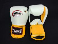 นวมชกมวย Twins Special Thai Boxing Gloves White-White-Yellow - Special colour