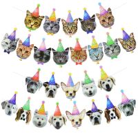 13 Flags Cat Dog Paper Banner Pet Happy Birthday Banners Bunting Garland Decoration Cat Dogs Birthday Party Supplies Paper Decor Banners Streamers Con