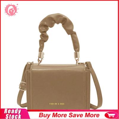 กระเป๋าสีทึบวินเทจสำหรับผู้หญิงกระเป๋าสะพายไหล่กระเป๋าถือใบเล็กกระเป๋าส่งขอแบบพับ