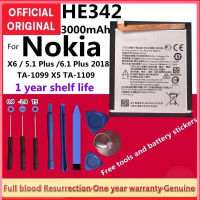 แบตเตอรี่ แท้ Nokia HE342 แบตเตอรี่สำหรับ Nokia X6 2018 5.1 + 6.1 Plus 1043 แบตเตอรี่ 3000mAh+ชุดไขควงฟรี
