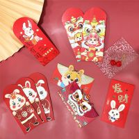 6Pcs 2023 Red Envelopes Spring Festival Rabbit Year Thicken Cartoon Red Packet Angpao Angpow Red New Year Gift