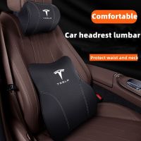 Tesla Model Y 2023 Accessories Car Neck Pillows For Tesla Model 3 X Y S 2022 Leather Auto Headrest Lumbar Cushion Car Supplies Seat Cushions