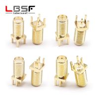 RP-SMA Female length 16.5mm Jack Plug Adapter Solder Edge PCB Straight Right angle Mount RF Copper Connector Plug Socket Electrical Connectors