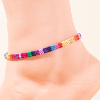 สร้อยข้อเท้าสายรุ้ง สร้อยข้อเท้า สร้อยถัก สายรุ้ง Rainbow LGBT Braided Ankle Strap Hand-Woven Fabric Bracelet Accessories