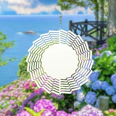 6 Pack 8 Inch Aluminum 3D Sublimation Wind Spinner Double Sided Circle Sublimation Garden Wind Spinners for Yards&amp;Garden