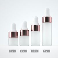 sunkepo6392 5pcs 1/2/3/5ml Frosted Glass Dropper ขวดขวดน้ำมันหอมระเหยเปล่า