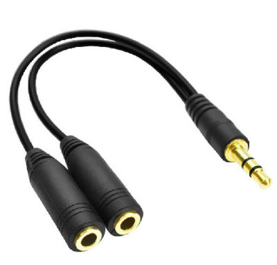 【2023】Headphone Y Splitter 3.5mm Extension Cable Audio Stereo 3.5mm Male to 2 Port 3.5mm Female Microphone Spliter Gold Plated Adapter