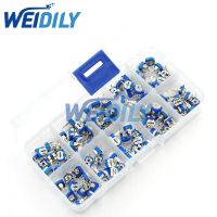 ▫▤♘ 100PCS RM065 Carbon Film Horizontal Trimpot Potentiometer Assortment Kit 10 Values Variable Resistor 500R - 1M