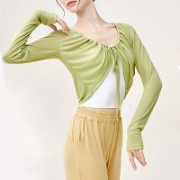 ✜ Classical Dance Clothing Long-Sleeved Finger Practice Clothing Drawstring Blouse Chinese Dance Body Modern Dance Training Clothing Tops