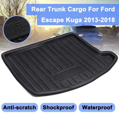 พรมปูพื้นถาดสินค้าสำหรับ Ford Escape Kuga Kick Protector Overlay 2013-2018 Mud Rear Trunk Boot Mat Liner Shock Waterproof