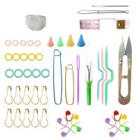 ✤♞ 53-piece DIY Crochet Needle Manual Knitting Process Crochet Suit Knitting Tool Soft Handle Sweater Needle Crochet Material Bag