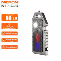 Nicron ไฟฉายอเนกประสงค์ K10 USB ชาร์จไฟได้5โหมดสีขาวสีแดงสีน้ำเงินไฟพวงกุญแจนกหวีด EDC อะลูมิเนียมที่แข็งแรงที่เปิดขวดสำหรับใช้ในบ้านกลางแจ้งเดินป่าตั้งแคมป์ K10