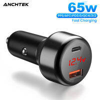 CKE cw】anchtek 65W Car Charger USB Type C PPS DUAL PORT PD QC Fast CHARGING สำหรับแล็ปท็อปไฟอัตโนมัติสำหรับ 12 13 Samsung