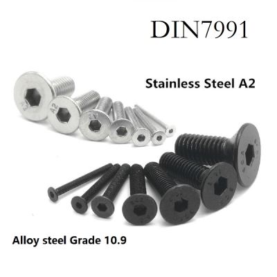 5-50pcs Allen Key Head Din7991 M2 M2.5 M3 M4 M5 M6 M8 Stainless Steel 304 Or Black Hex Socket Flat Countersunk Head Screw