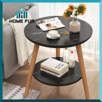 Home Fur โต๊ะข้างทรงกลมสามขา โต๊ะกาแฟ สไตล์โมเดิร์น สีขาว โต๊ะหน้าโซฟา รูปทรงกลม โต๊ะกลางโซฟา โต๊ะรับแขก 2 ชั้น