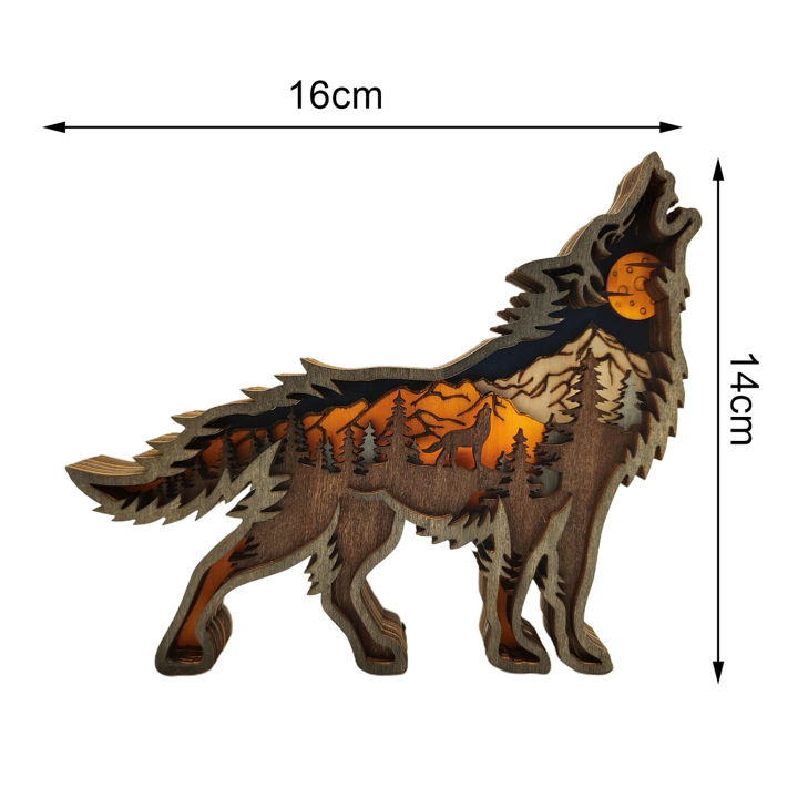 sanwood-ไม้พาย-รูปปั้นสัตว์ประดับรูปสลักรูปสัตว์หมาป่า