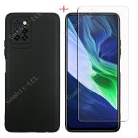 กระจกป้องกัน + เคส ฝาครอบสําหรับ Infinix Note 10 Pro NFC Tempered Screen Protective Protector Phone Film чехол X695 X695D X695C【Ready Stock】